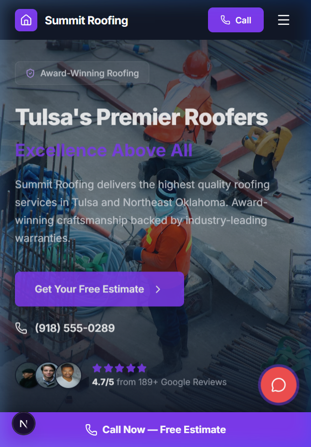 Illustrative demo screenshot for Summit Roofing